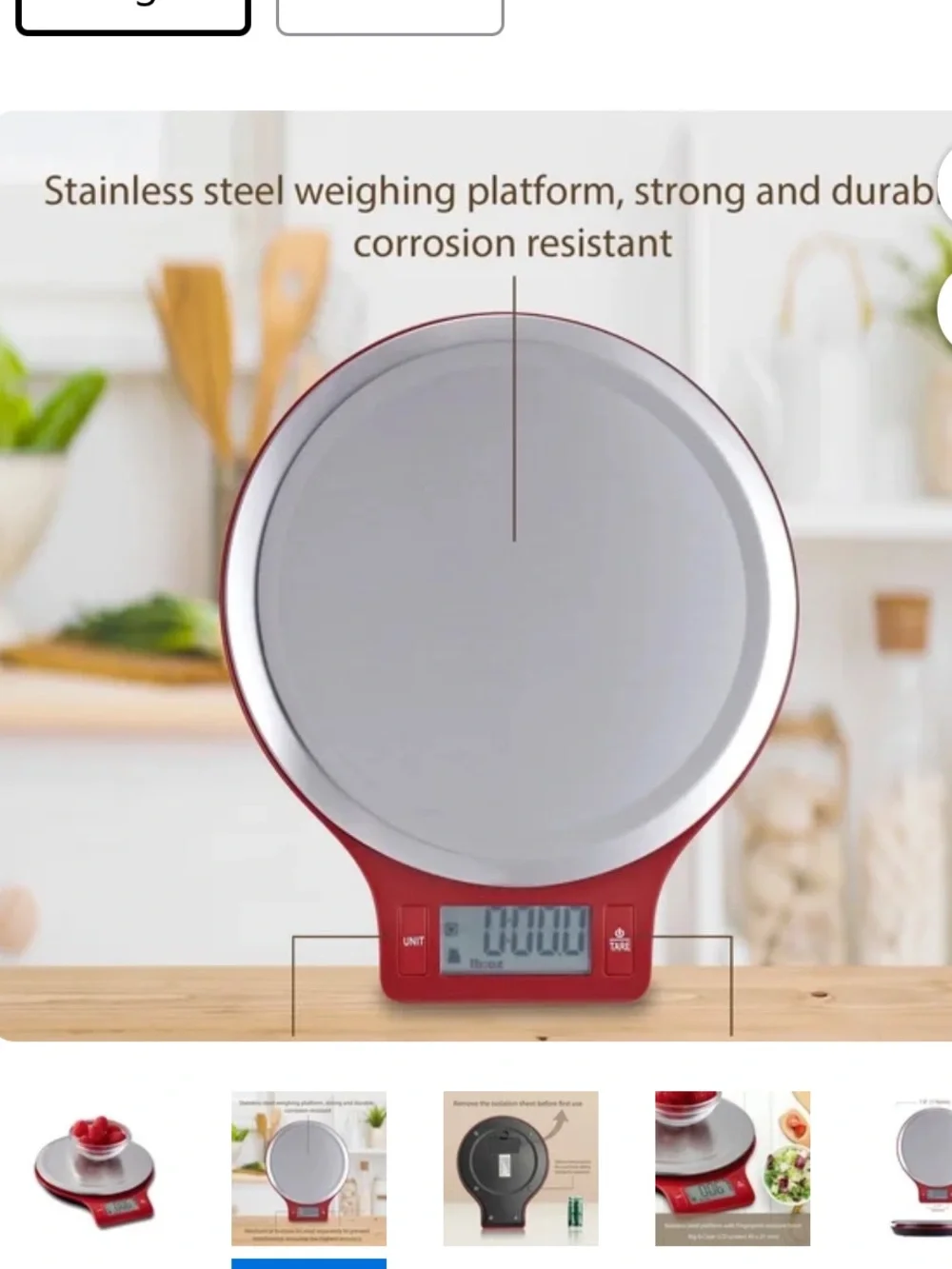 Mainstays Red Digital Kitchen Scale with Stainless Steel Platform